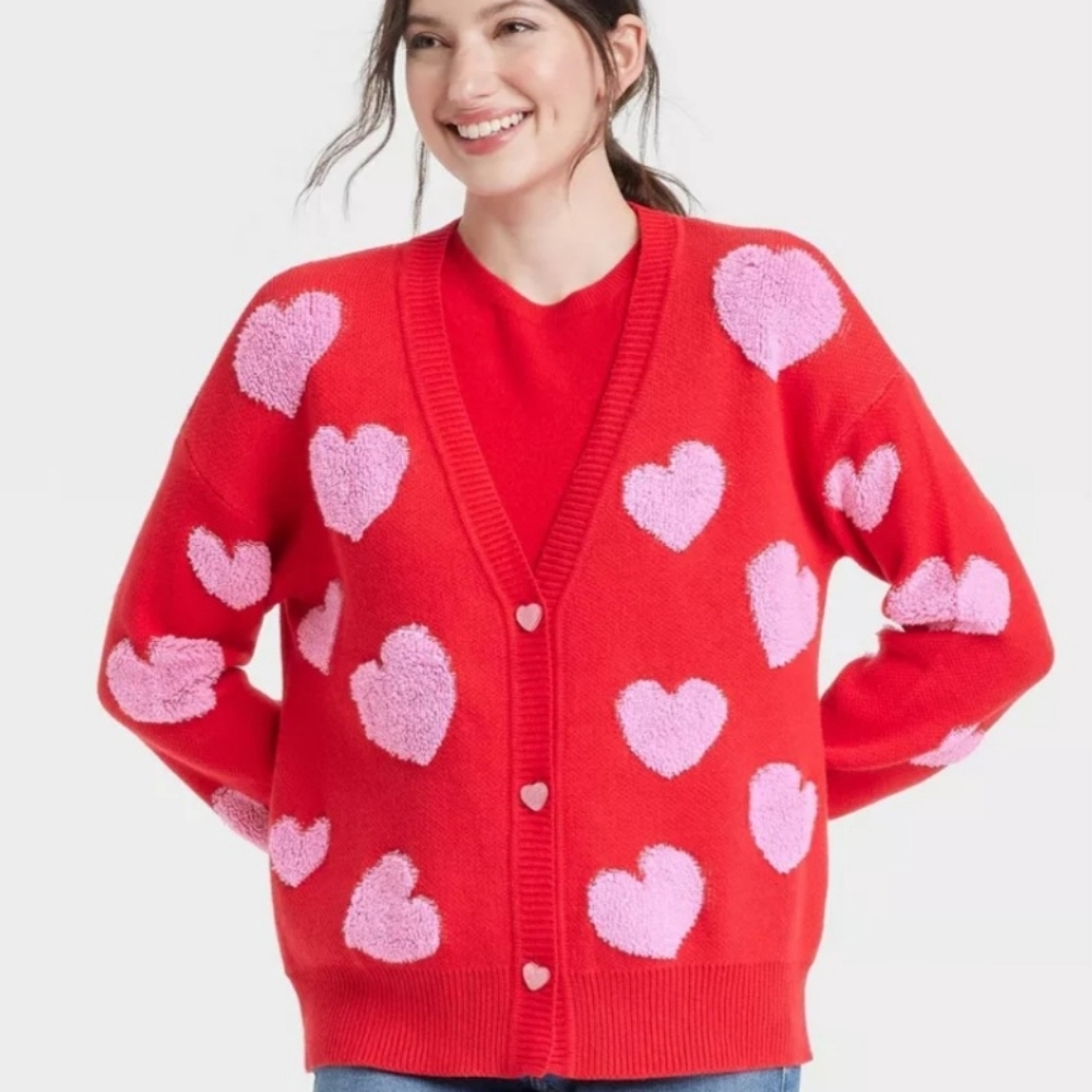 Red Heart Cardigan - Picture 2 of 9
